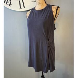 athleta radiate cinched twist work out tank high neck grey athletic gym L